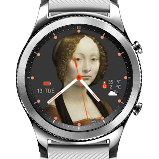 Watch face Ginevra de Benci with a charcole background color.
