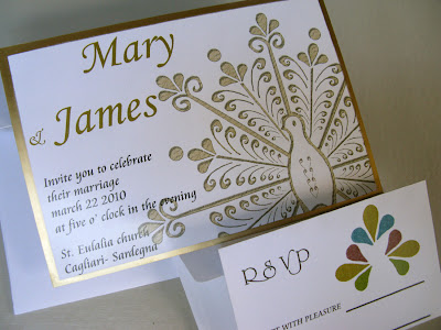 Luxury double sided Wedding Invitation Suites Pavoncella 1 Peacock 