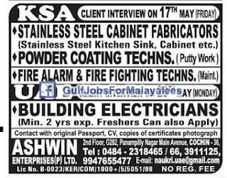 Urgently Required For UAE  & KSA