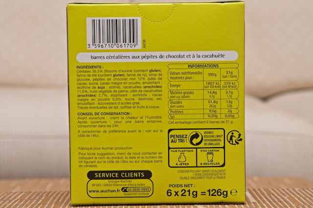 Barres Céréalières Chocolat-Cacahuètes Auchan - Barres de céréales - Chocolat - Cacahuète - Pouce - Auchan Pouce - Discount - Peanut - Chocolate - Breakfast - Snack - Dessert - Food - MDD