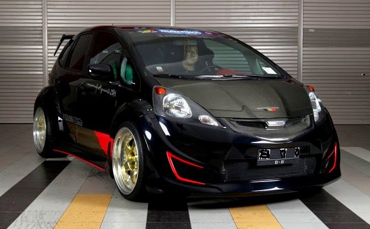 Best Modified Car Racing Custom Black Honda Fit Body Kit 