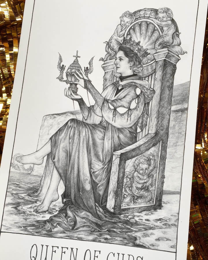 09-queen-cups-tarot-pencil-illustrations-timothy-von-royden-www-designstack-co