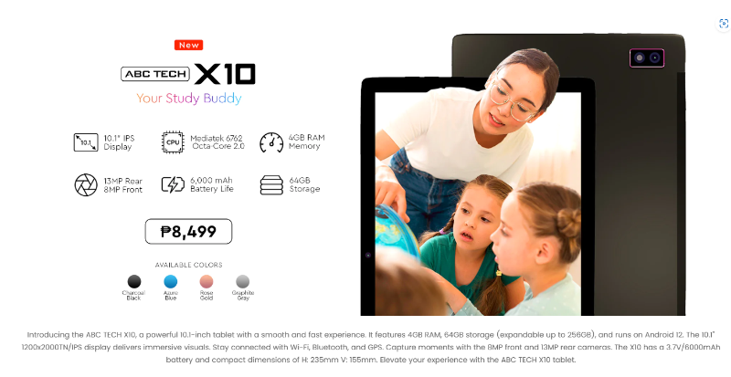 The Tab X10 features
