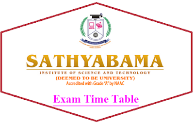 Sathyabama University Time Table May/June 2024