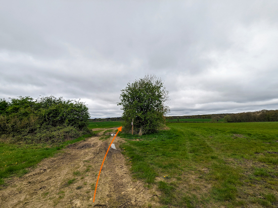 Continue heading SW on Hatfield footpath 50