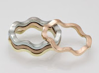 white, yellow and rose gold band rings