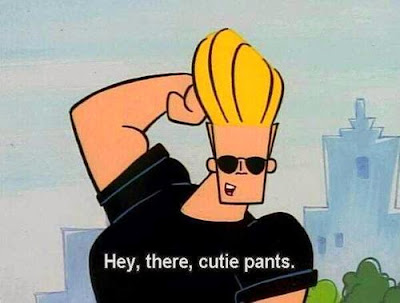 Johnny Bravo attempts to find what's under the girls pants .