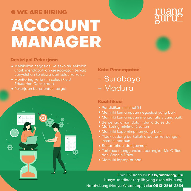 Loker Account Manager Ruang Guru Januari 2020