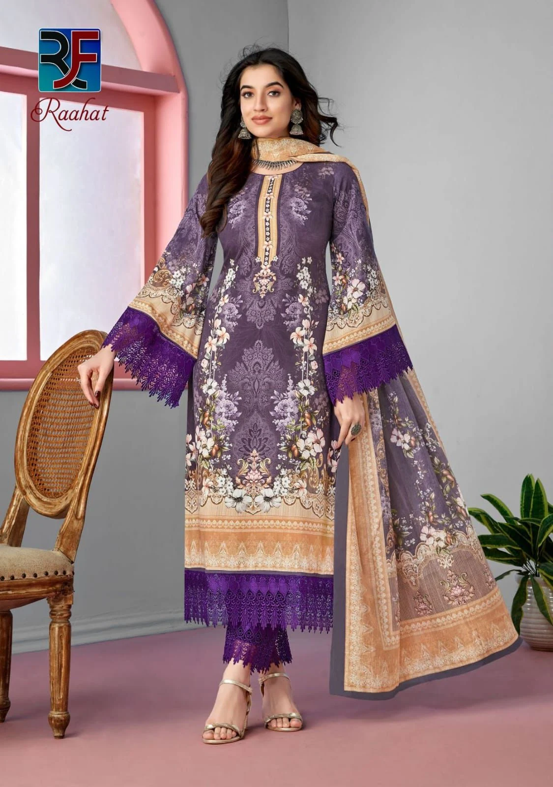 Raahat Rahi Fab Lawn Karachi Readymade Suits