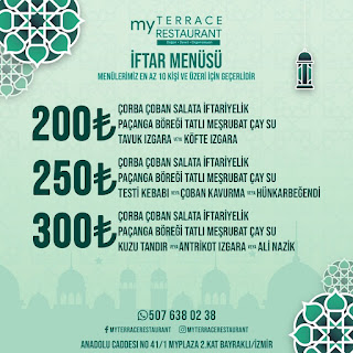 My Terrace Restaurant İzmir Ramazan 2023 İftar Menüleri ve Fiyatları
