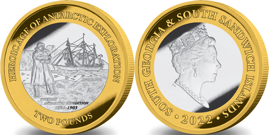 South Georgia and South Sandwich Islands 2 pounds 2022 - Heroic Age of Antarctic Exploration series: Swedish Antarctic Expedition