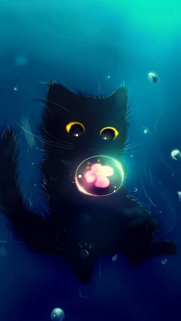 قم بتنزيل خلفيات ايفون من Ocean Fantasy Art Black Cat