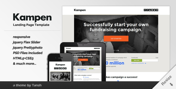 Kampen Responsive HTML Landing Page Template - Marketing Corporate