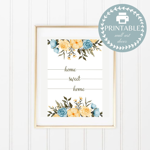 Home Sweet Home Floral Wall Art Printable