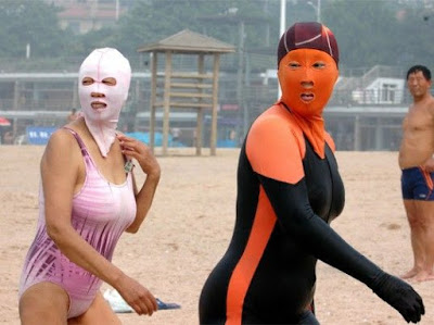 Facekini - Máscara dos horrores, marcara para proteger o rosto so sol