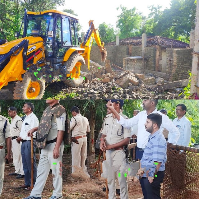 सीधी जिले में मामा का बुलडोजर:मनचले से परेशान युवती ने कर ली थी आत्महत्या,प्रशासन एवं पुलिस ने घर को  किया जमींदोज