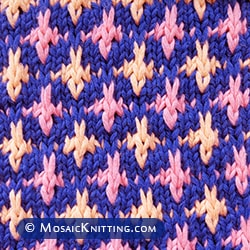 Three color knitting. North Star stitch. Lovely stitch pattern.