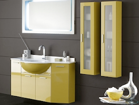 bathroom cabinets, wall-mounted, yellow