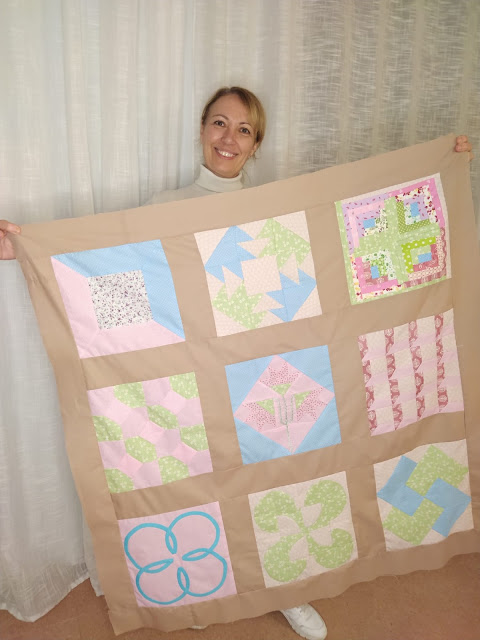 Montaje de colcha o quilt de patchwork