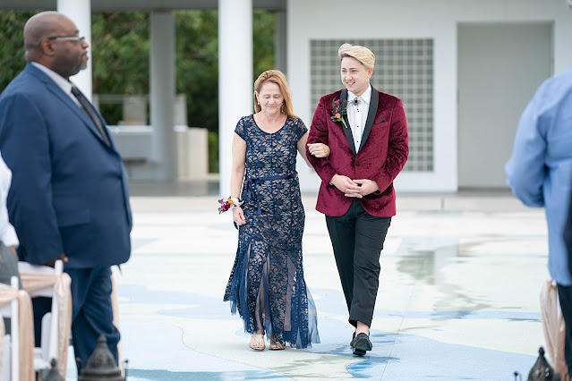 Walking into Wedding Ceremony outside the Mansion at Tuckahoe Jensen Beach FL Wedding Venue