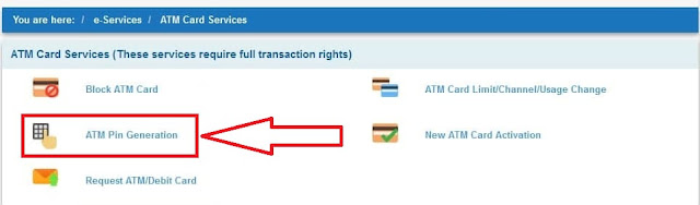 how to generate atm pin online sbi