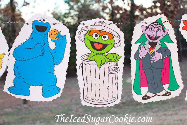 Sesame Street Birthday Party Flag Hanging Bunting Garland Banner DIY Idea- Big Bird, Cookie Monster, Oscar The Grouch, The Count, Elmo, Bert and Ernie,Grover