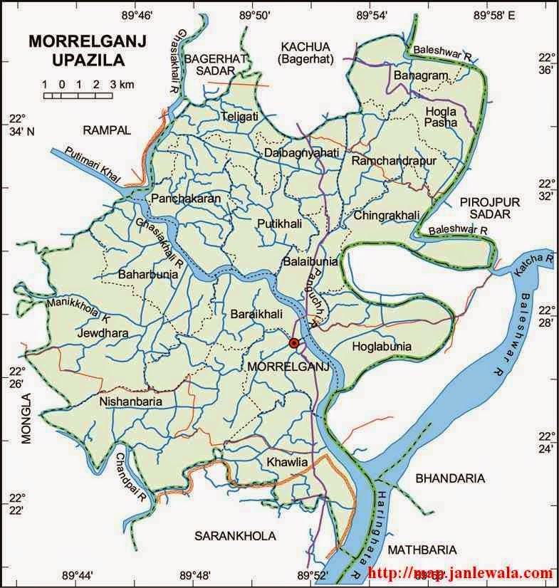 Morrelganj Upazila Map of Bangladesh