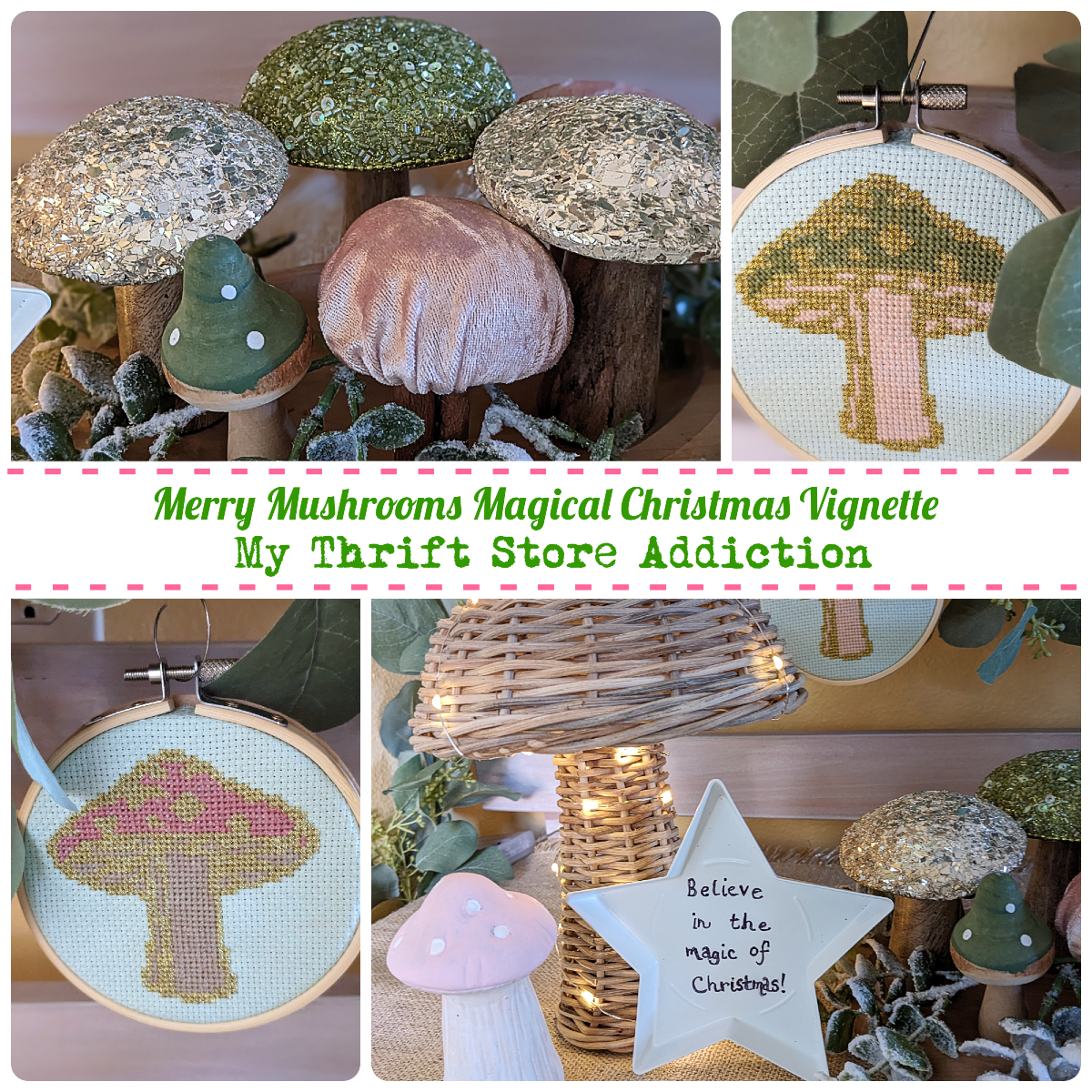 merry mushrooms magical Christmas vignette
