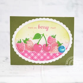 Sunny Studio Stamps: Berry Bliss Fancy Frames Background Basics Thank You Card by Lexa Levana