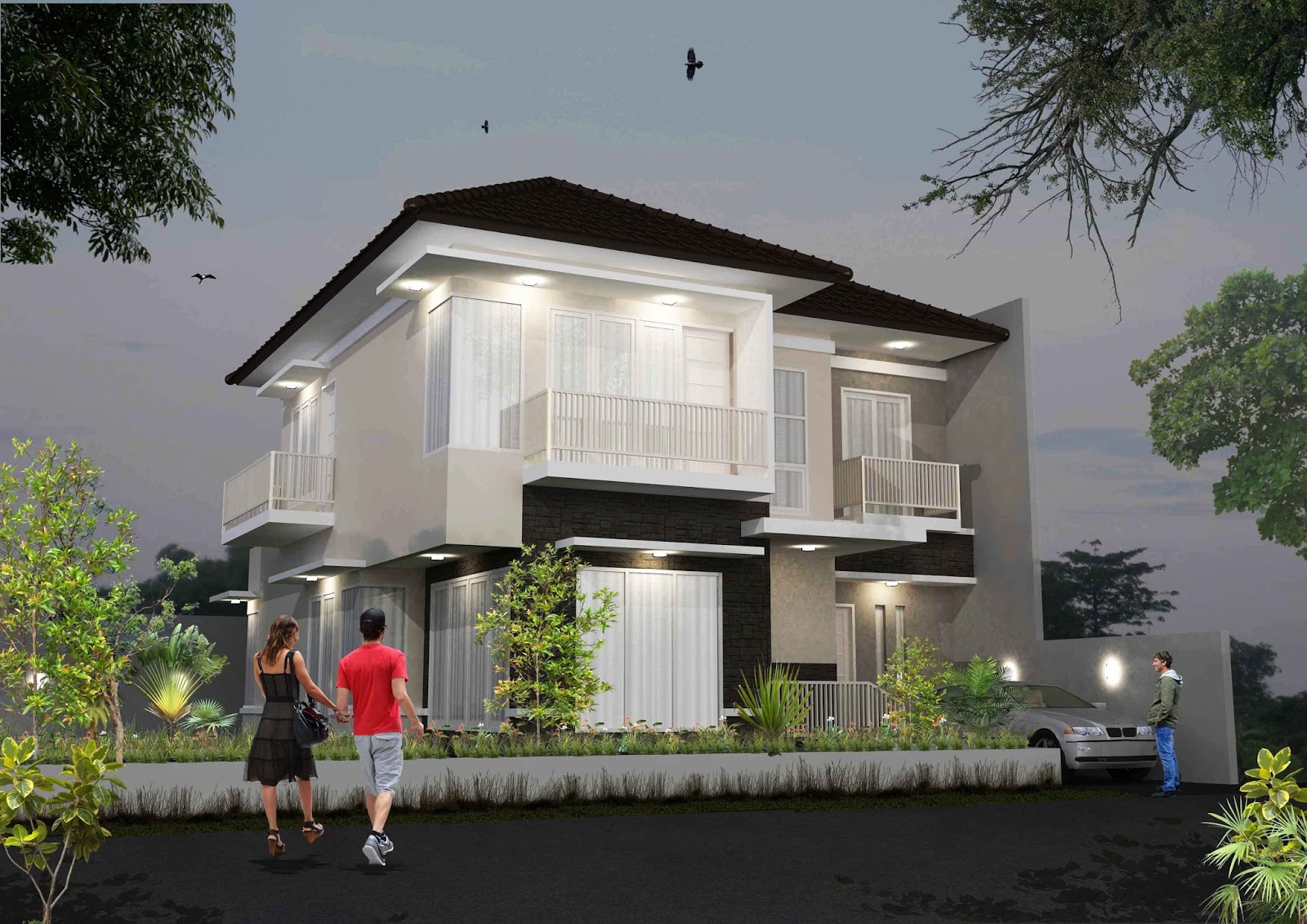 Desain Rumah 2 Lantai Minimalis Mewah Jual Bata Ekspos