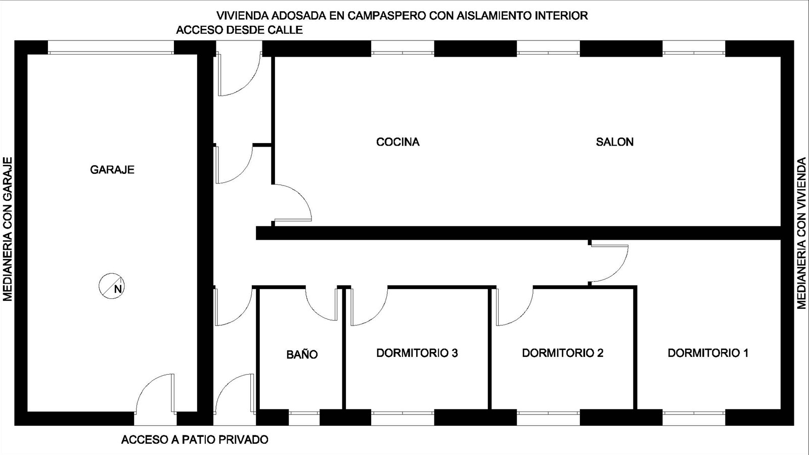 vivienda adosada una planta con aislamiento interior campaspero planta