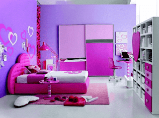 kamar tidur anak perempuan minimalis warna ungu
