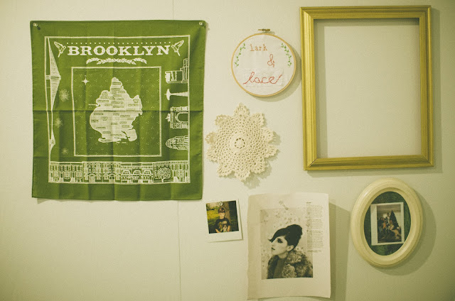 lark and lace, brooklyn, scarf, polaroid, decor, gallery, embroidery