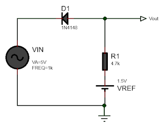 Series positive clipper with DC positive reference circuit diagram