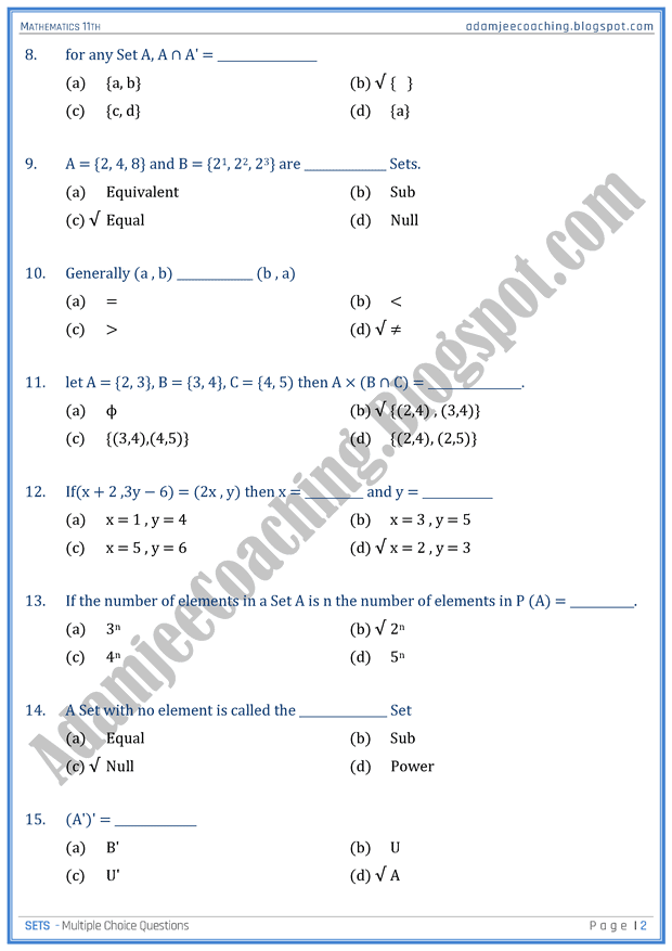 sets-mcqs-mathematics-11th