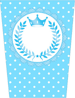 Light Blue Crown in Stripes and Polka Dots  Free Printable Candy Bar Labels for a Quinceanera Party.