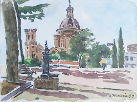 Acuarela de Joaquim Francés i Martínez - Sant Andreu de Palomar - 2000