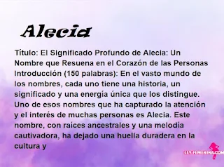 significado del nombre Alecia