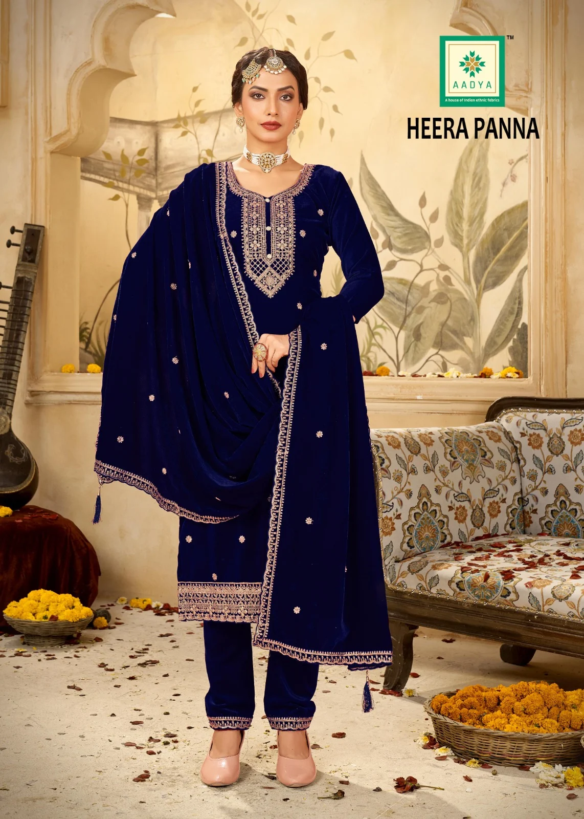 Heera Panna Aadya Cording Work Velvet Suits