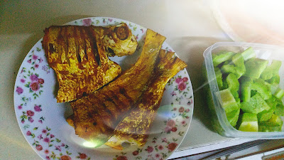 Lunch Ikan Puput Goreng Kunyit Dengan Sayur Peria