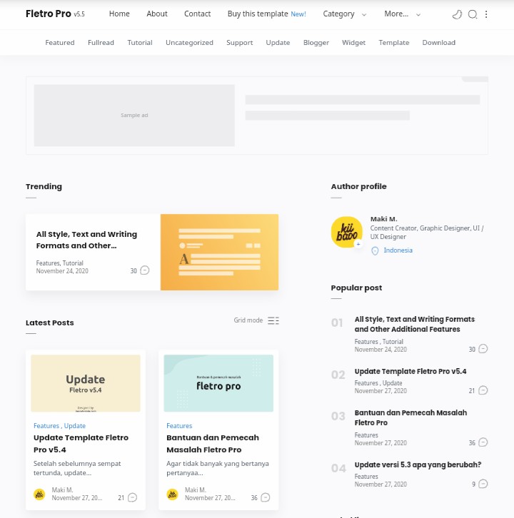 Fletro pro v5.5 blogger template download