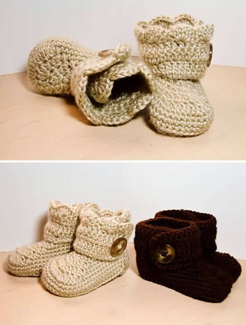 Crochet wrap Around Button Infant Boots (Girls & Boys) - Free Pattern 