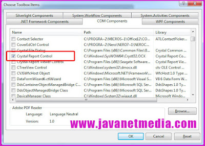 Cara Memunculkan Crystal Report Control Pada VB .NET