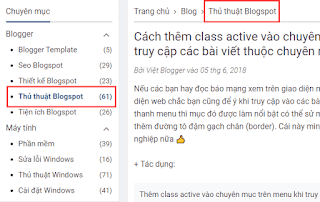 Sử dụng jquery kiểm tra và thêm class active vào chuyên mục