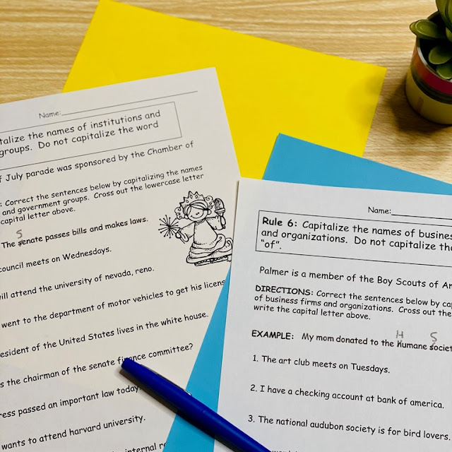 Capitalization Worksheets for 3rd 4th and 5th Graders