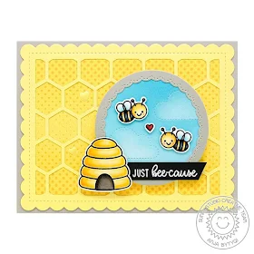 Sunny Studio Stamps: Just Bee-cause Fluffy Clouds Frilly Frame Dies Fancy Frame Dies Just Because Card by Anja Bytyqi