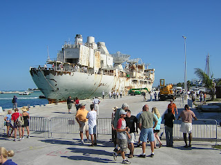 People watching the arrival of the USS Vandenberg in Key West