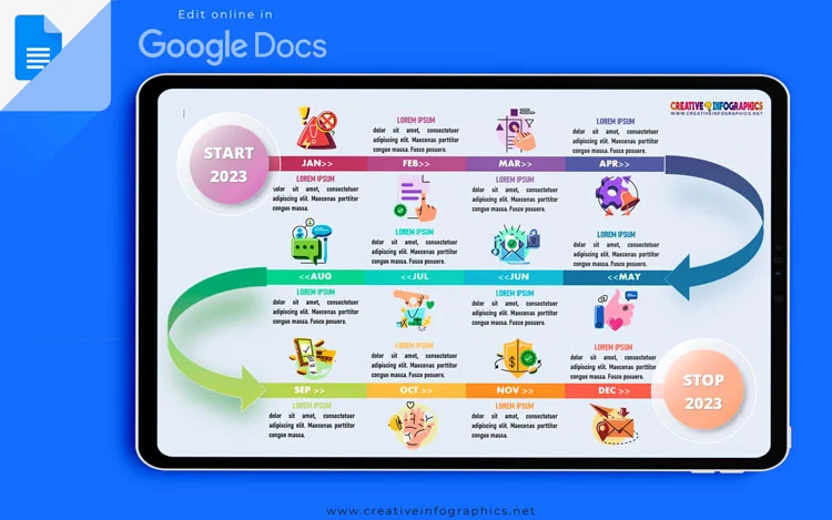 Google Docs Template 12 Periods Timeline Infographic Template