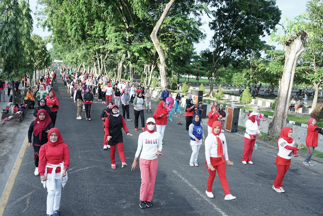 Pemkab Asahan Gelar Senam Massal Dalam Rangka Menyambut HUT RI ke 77