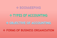 Bookkeeping - Accounting - Objective of Accounting - Forms of Business